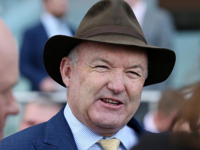 Trainer David Hayes is seen after jockey Damian Oliver rode Vega Magic to win race 7, The Big Screen Company Bletchingly Stakes, during Bletchingly Stakes Day at Caulfield Racecourse in Melbourne, Saturday, July 28, 2018. (AAP Image/George Salpigtidis) NO ARCHIVING, EDITORIAL USE ONLY