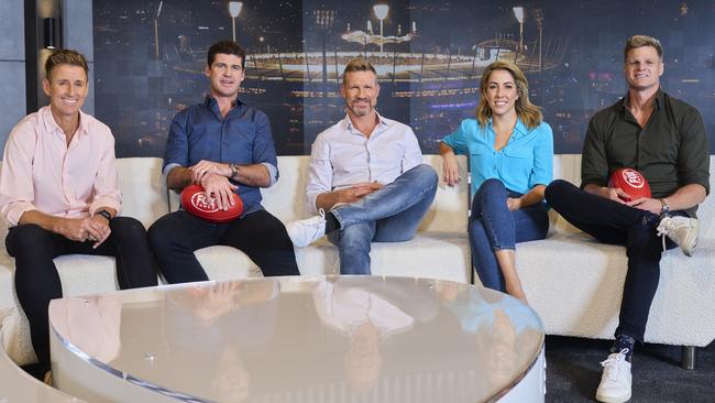 Mark Howard, Jonathan Brown, Nathan Buckley, Kath Loughnan, Nick Riewoldt prepare for Best on Ground.