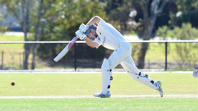 Rory Collins punches a straight drive during his half-century on Saturday. Picture: Josie Hayden