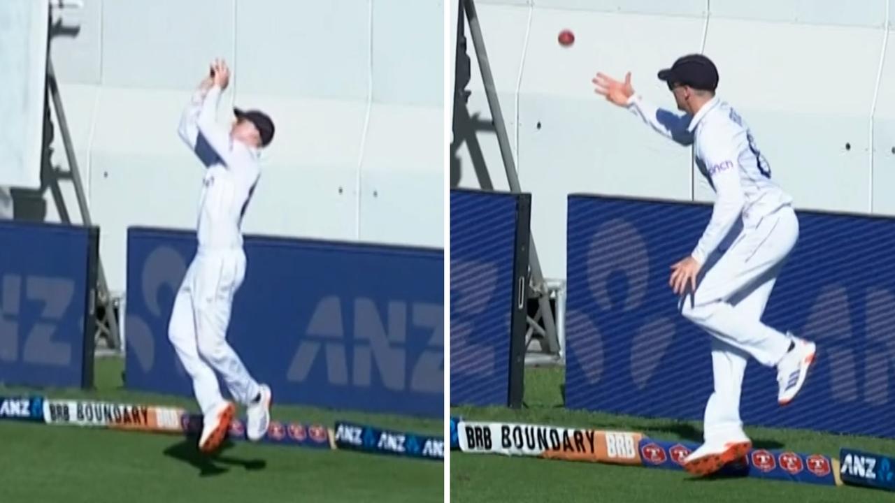 ‘Outrageous’: Brook’s freakish juggle catch as England-NZ share day one honours