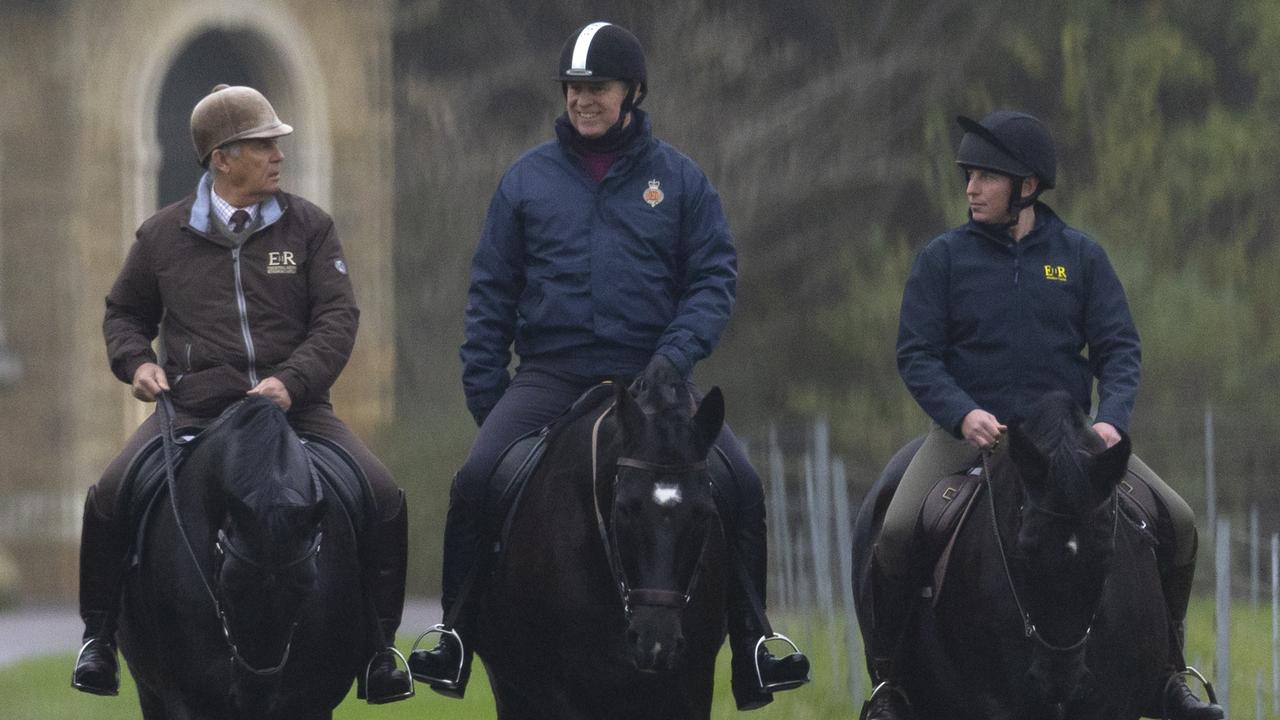 Prince Andrew was spotted out for an early morning ride at Windsor.