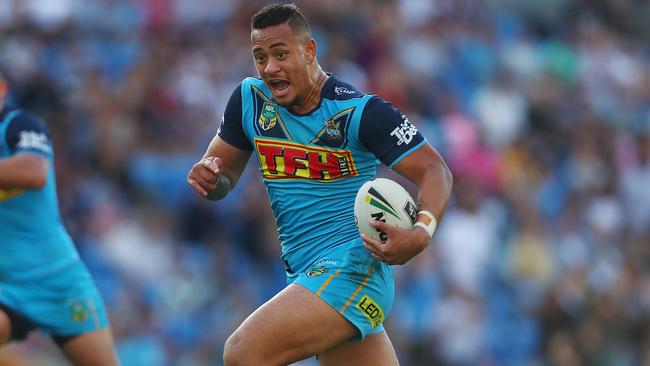 Phillip Sami showed sharp feet to stand up Roger Tuivasa-Sheck. Picture: Getty Images