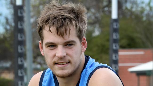 SANFL -  Sturt Footballer Casey Voss wearing mental health arm band. 10 August 2021. Picture Dean Martin