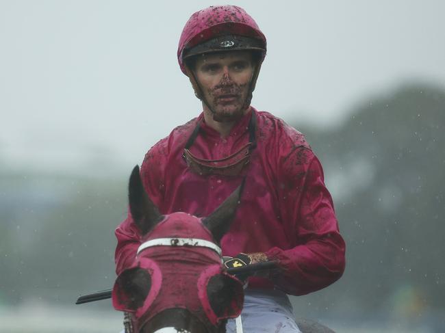 SYDNEY, AUSTRALIA - JUNE 01: Sam Clipperton riding Cigar Flick wins Race 5 Bisley Workwear during Sydney Racing at Rosehill Gardens on June 01, 2024 in Sydney, Australia. (Photo by Jeremy Ng/Getty Images)