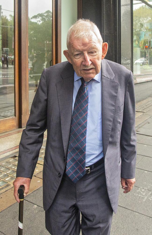 Ron Brierley leaving the Downing Centre Local Court in February. Picture: Jenny Evans/Getty Images