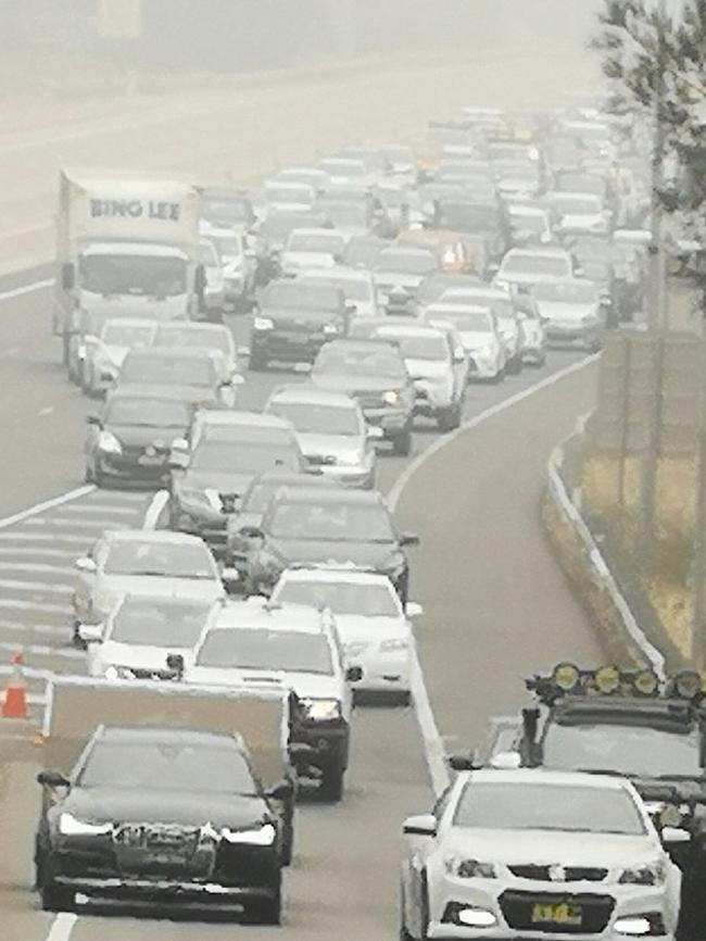 The M5 Motorway at Moorebank. Picture: Twitter/10News/Steve Hart