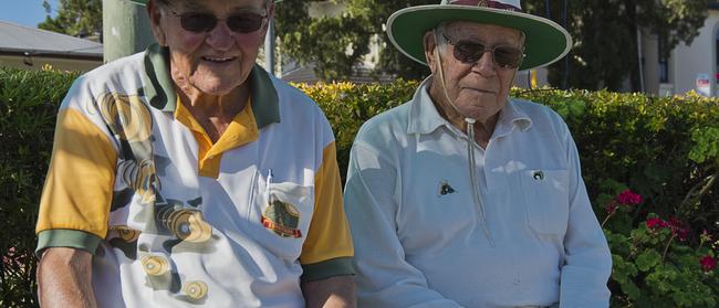 Sunnybank Bowls Club members John Squires and Keith Smith, 94. Photo: Chris Seen Photography