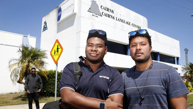 Business students Lawrence Sikena and Michael Rudd at the Cairns Language Centre last year. Picture: Anna Rogers