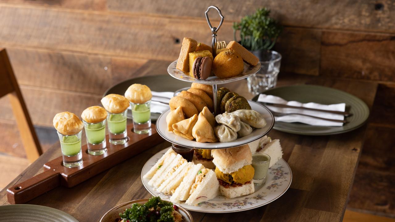 Indian high tea at Garlic Clove, Brisbane. Picture: David Kelly.