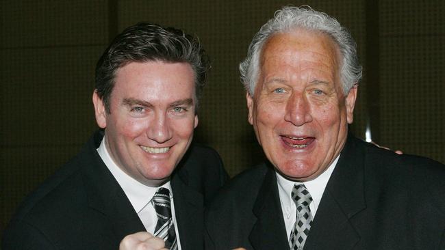 Eddie McGuire with Murray Weideman at a Brownlow Medal lunch in 2002.