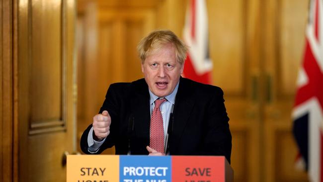 Britain's Prime Minister Boris Johnson at a press conference on March 25.