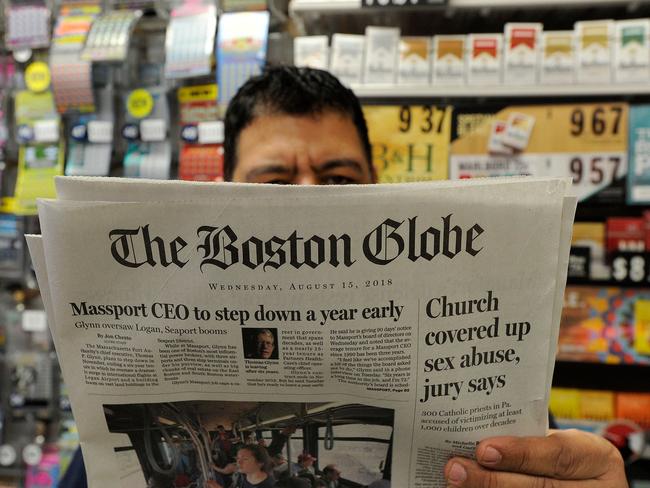 Newspapers from Maine to Hawaii pushed back against President Donald Trump’s attacks on “fake news” with a co-ordinated series of editorials speaking up for a free and vigorous press. Picture: AFP