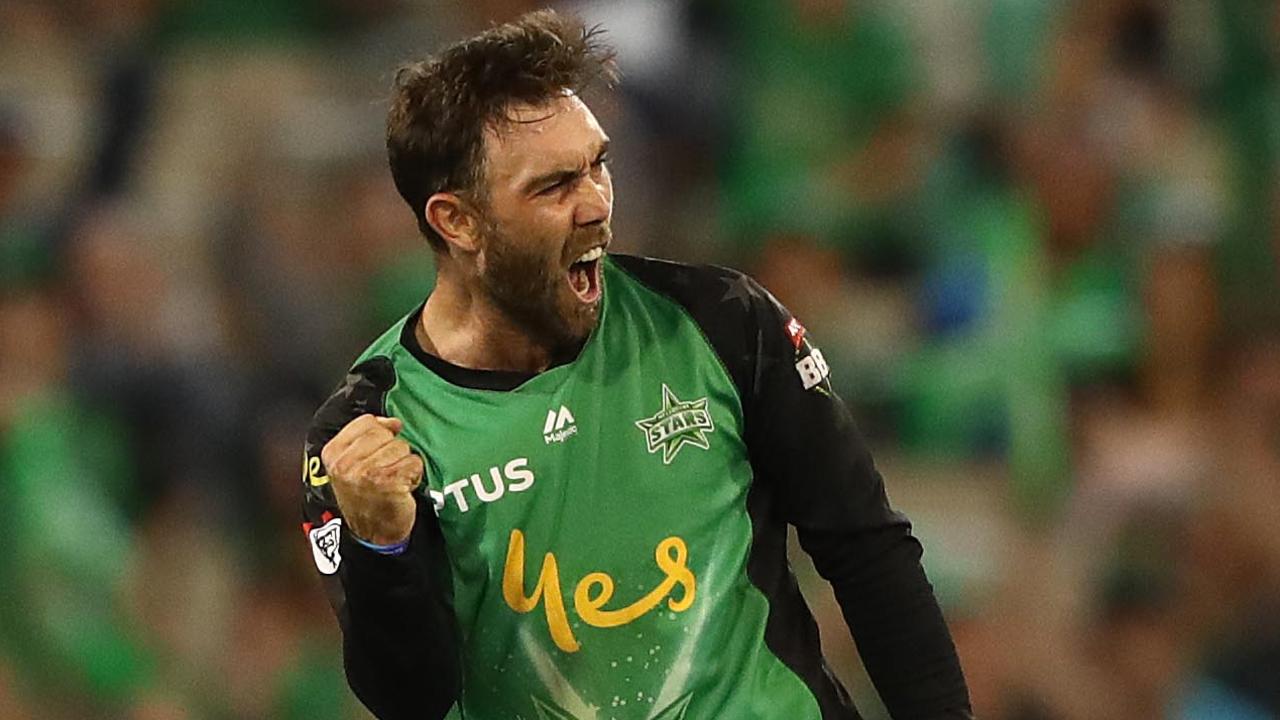 MELBOURNE, AUSTRALIA - JANUARY 27: Glenn Maxwell of the Stars celebrates the wicket of Brendon McCullum of the Brisbane Heat during the Big Bash League match between the Melbourne Stars and the Brisbane Heat at Melbourne Cricket Ground on January 27, 2019 in Melbourne, Australia. (Photo by Robert Cianflone/Getty Images)