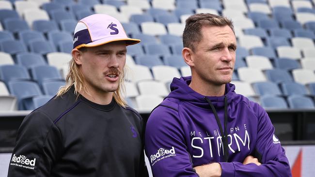 Joel Selwood and Ryan Papenhuyzen before Sunday’s trial match. Pic: Michael Klein