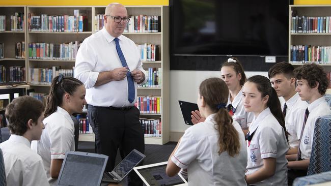 Canterbury College principal Daniel Walker with the students.