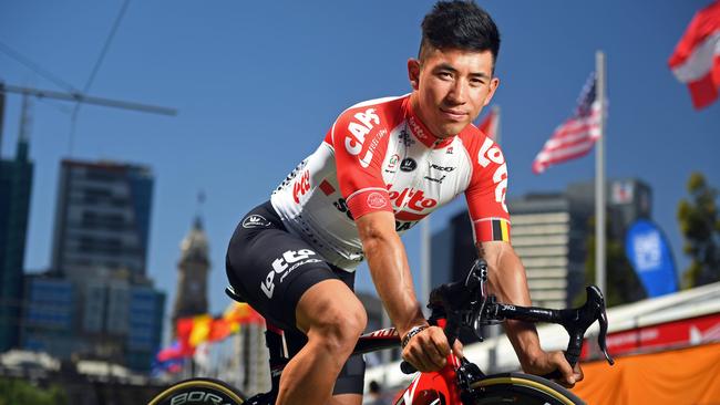 Australian sprint star Caleb Ewan at Victoria Square ahead of his Tour Down Under debut for Belgian outfit Lotto-Soudal. Picture: Tom Huntley