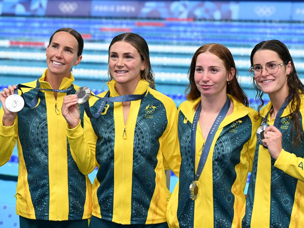 Emma Mckeon (left) picked up one more silver medal in her final race. Picture: AFP