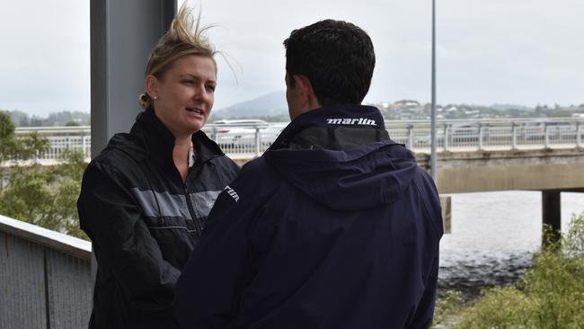 Whitsunday MP Amanda Camm and state opposition leader David Crisafulli slammed the 'farcical' condition of the Bruce Highway during a press conference in Mackay on Wednesday, January 18, 2023. Picture: Zoe Devenport