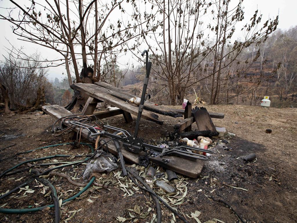 Fire devastated area around the "castle" in the small community of Wytaliba on the 13th of November 2019. Bushfires ripped through the small community of Wytaliba on the 9th of November 2019. Photographer: Adam Yip