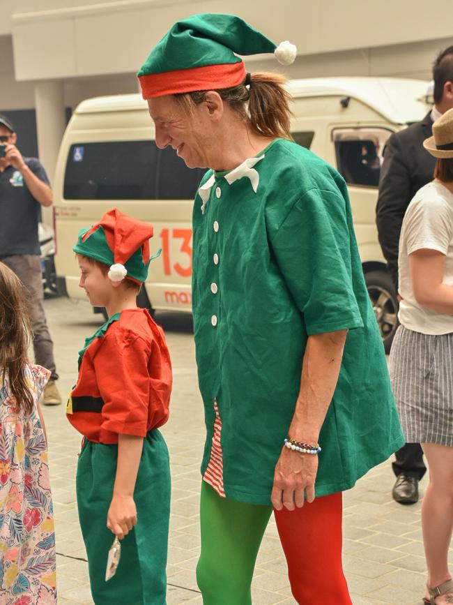 Jerry Schwartz dressed as a Christmas elf