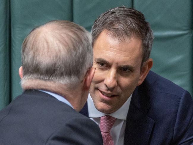 uCANBERRA, AUSTRALIA - NewsWire Photos MARCH 29, 2023: Prime Minister Anthony Albanese with Treasurer Jim Chalmers during Question Time in the House of Representatives in Parliament House Canberra.Picture: NCA NewsWire / Gary Ramage