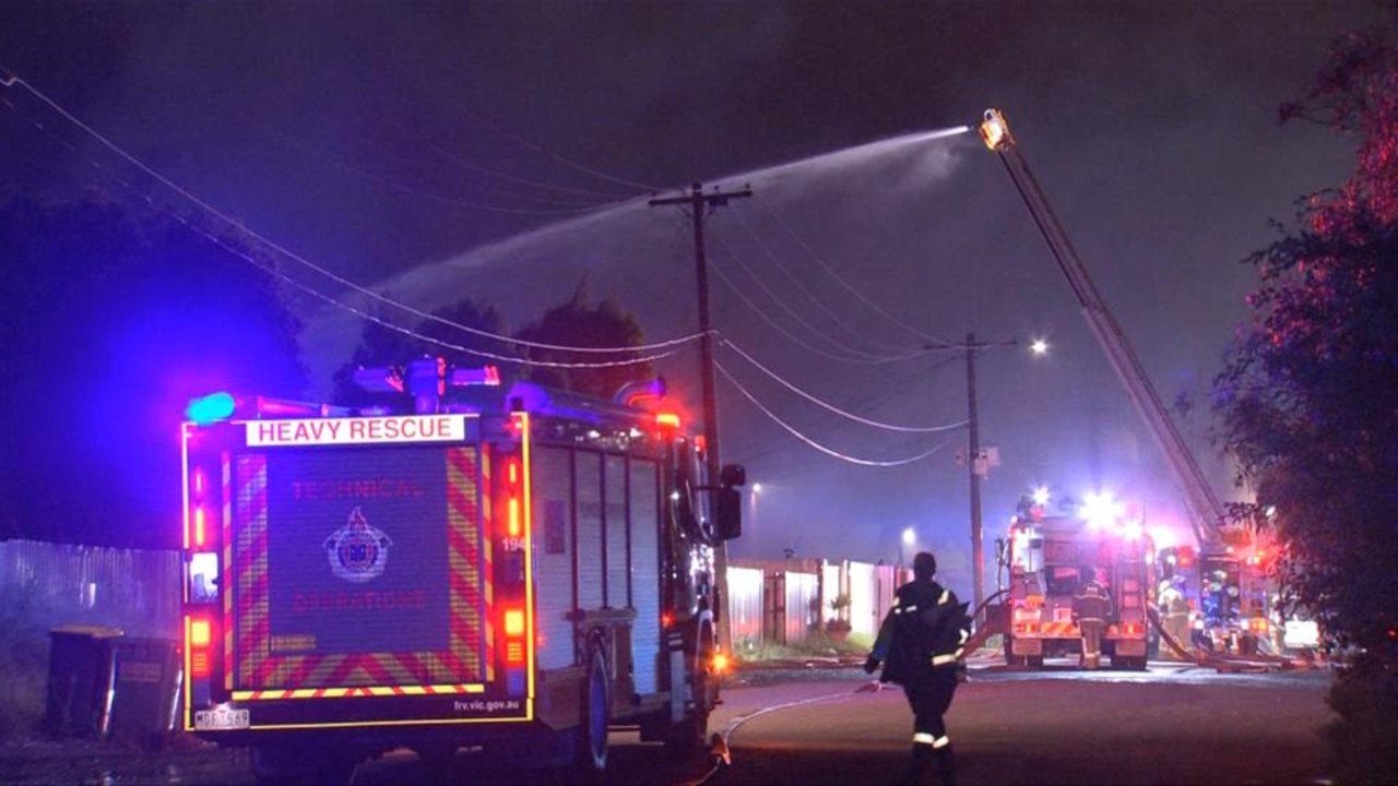 Two people have died in a ‘targeted’ factory fire in Sunshine North. Picture: 7NEWS