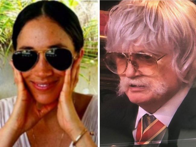 Now you see Meghan Markle, certainly on the left, and now you don’t, on the right, maybe, but certainly not, Ms Markle in disguise. Picture: Supplied