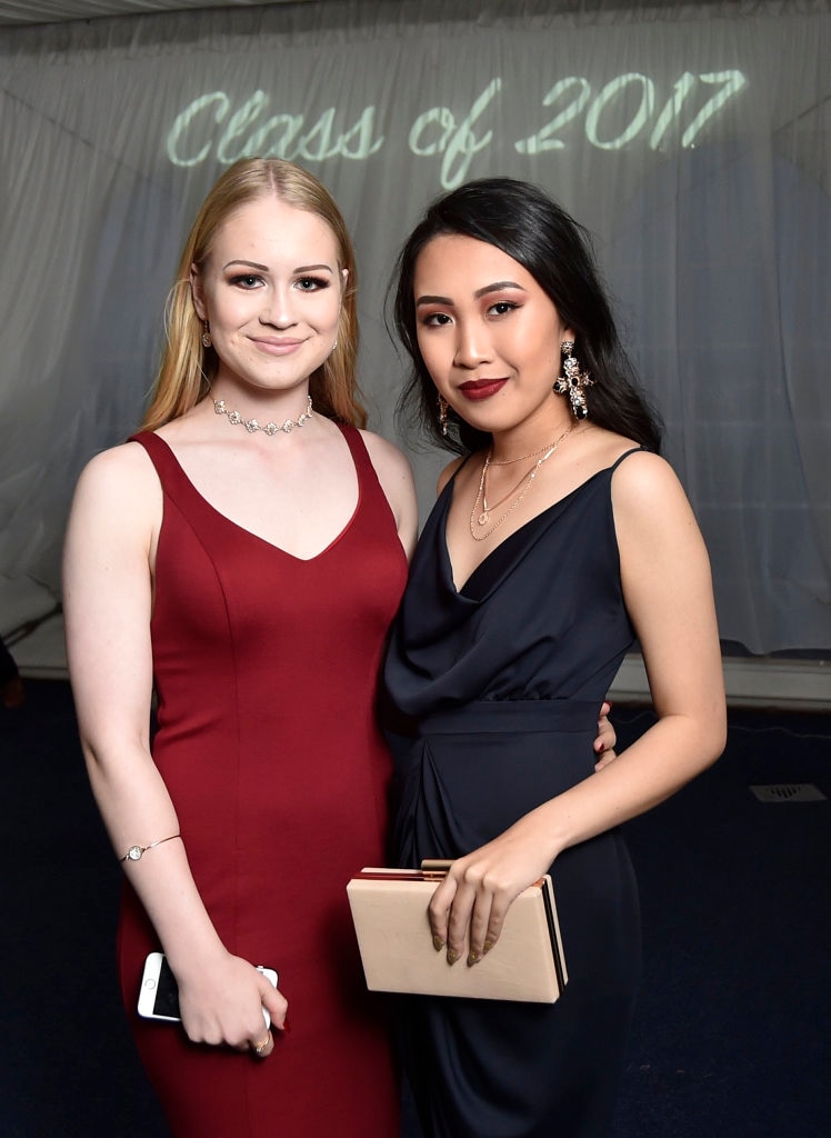 Bridget Mortlock (left) and Monique Redulla. St Saviour's College formal, Toowoomba Turf Club. November 2017. Picture: Bev Lacey