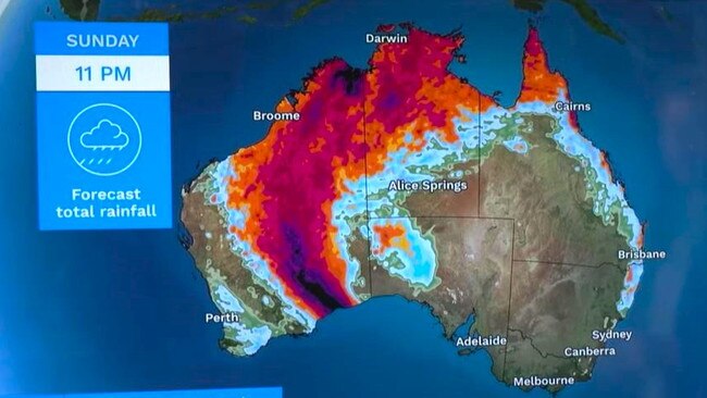 A band of rain will bring lots of moisture to WA. Picture: BOM