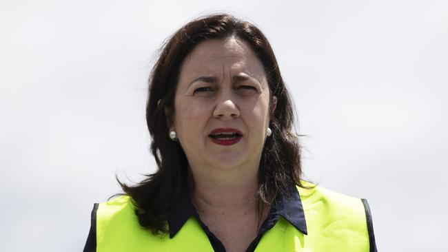 Premier Annastacia Palaszczuk trumpeting her government’s infrastructure works. Picture: News Corp/Attila Csaszar