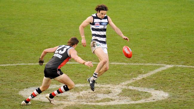 Matthew Scarlett’s crucial toe poke, which led to a Paul Chapman goal and helped seal a Cats premiership.