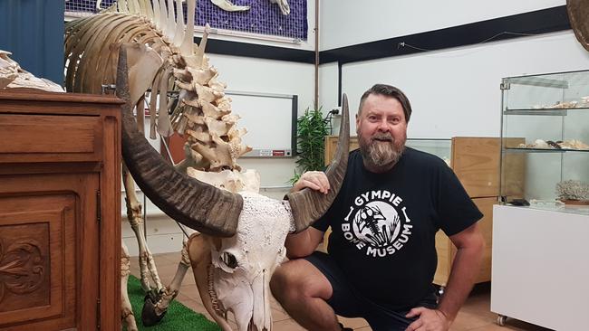 Owner Jaimie Cook with one of the museum’s largest specimens which will be displayed easier at the new location.