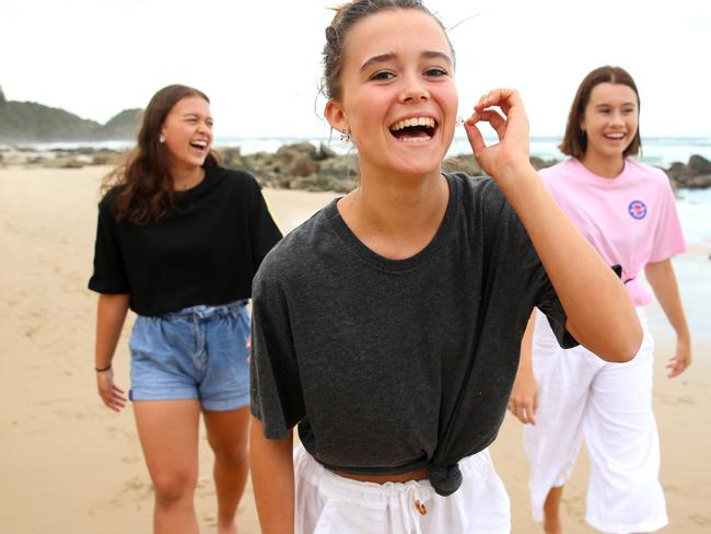 Teenage friends Lily Heath 15, Gaby Caldwell 15 and Ebony Carrero 16. Picture: Nathan Edwards