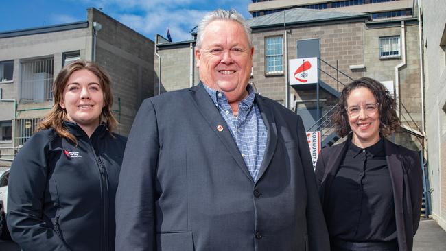 Assistant Secretary of CPSU Natalie Jones and general secretary Thirza White with Tom Lynch who is retiring from the CPSU. Picture: Linda Higginson