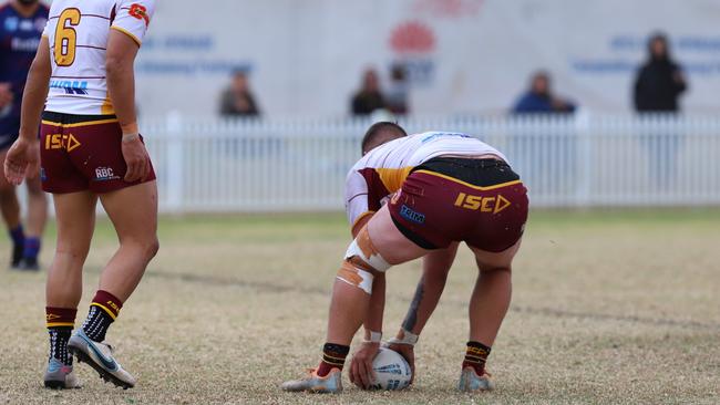 Levi Broomfield scores from a Tim Simona pass, Thirlmere Roosters. Picture: Steve Montgomery