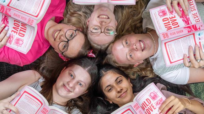 Gen Z book club with Jemma Larkin, Jenna Scott, Divya Ratti, Ella Ashenden and Jessica Laws in Modbury SA. Pictured on Sunday 2nd Feb 2025. Picture: Ben Clark