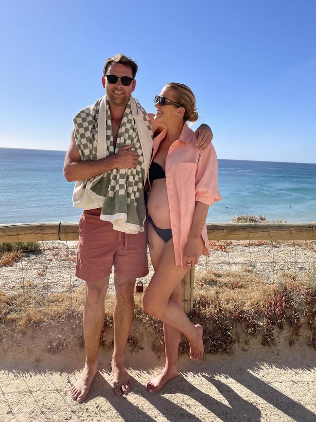 With her partner, Nick, Kate Freebairn enjoying Aldinga. Picture: Supplied