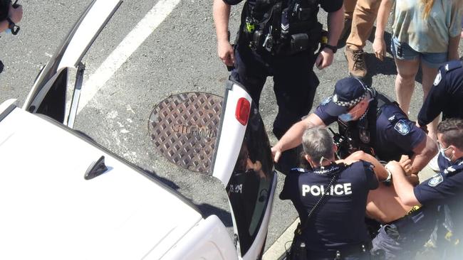 A number of arrests have been made after protests flared up on the Queensland-New South Wales border. Picture: Supplied