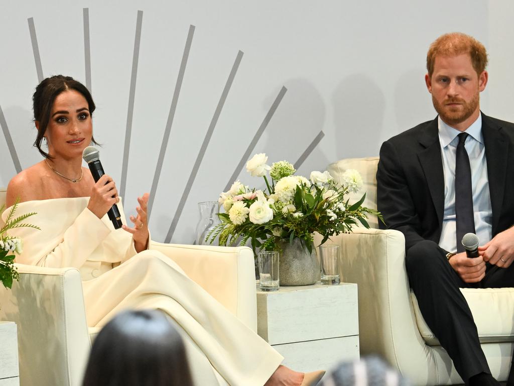 Meghan and Harry – pictured here during a mental health summit last month – released a statement on Monday. Picture: Bryan Bedder/Getty Images