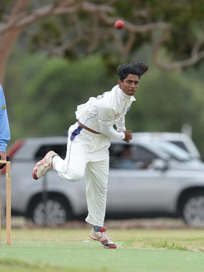 Baxter leg spinner Yohan Maddege. Picture: Chris Eastman