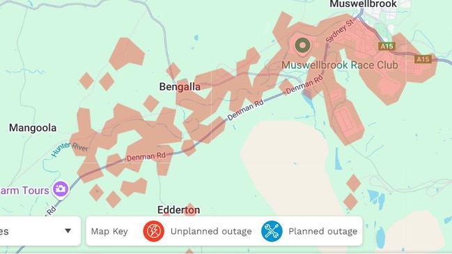 Power outages reported on Saturday. Picture: Ausgrid