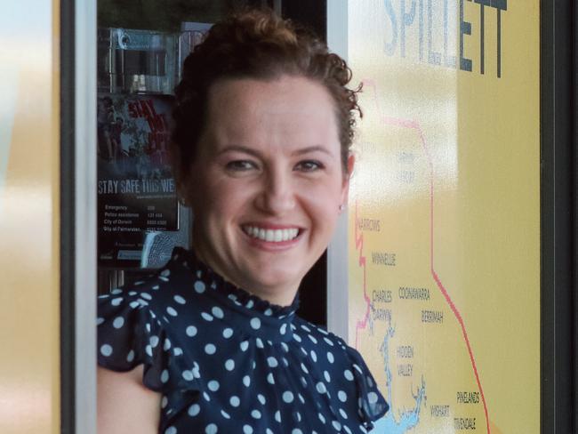 NT Opposition leader Lia Finocchiaro at her electorate office a year on from the last NT election.Picture: Glenn Campbell