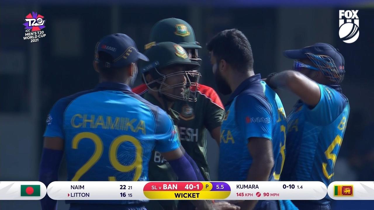 Sri Lankan bowler Lahiru Kumara, as well as Bangladesh batsmen Mohammad Naim and Liton Das, were caught up in a tense exchange.