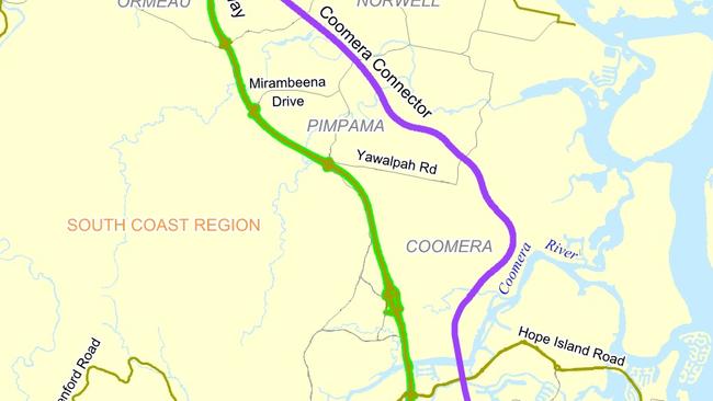 The proposed route of the Coomera Connector.