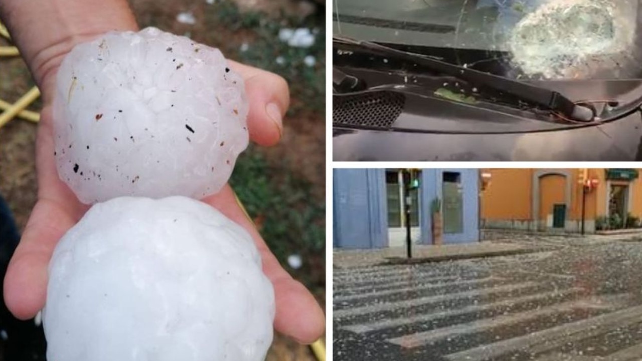 Intense hailstorm batters Catalan, Spain.