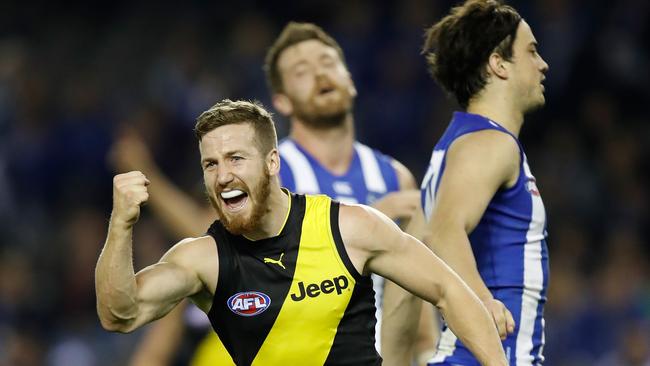 Kane Lambert goals against North Melbourne in round 11, 2017.