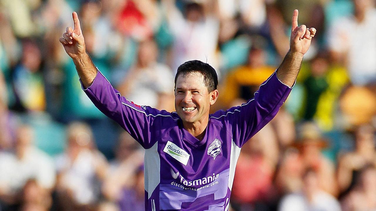 Launceston-born Ricky Ponting in action for the Hurricanes during the early days of the BBL.