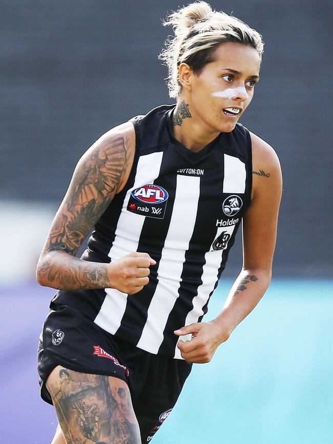Mo Hope celebrates one of her two goals against the Giants. Picture: Getty