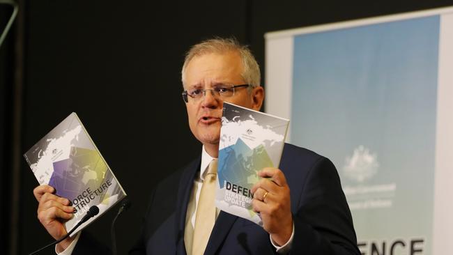 Prime Minister Scott Morrison announces the Federal Government will invest $270 billion over the next 10 years to upgrade the capability and potency of the Australian Defence Force, to keep Australians safe while protecting the country’s interests in a changing global environment. Picture: Adam Taylor/PMO