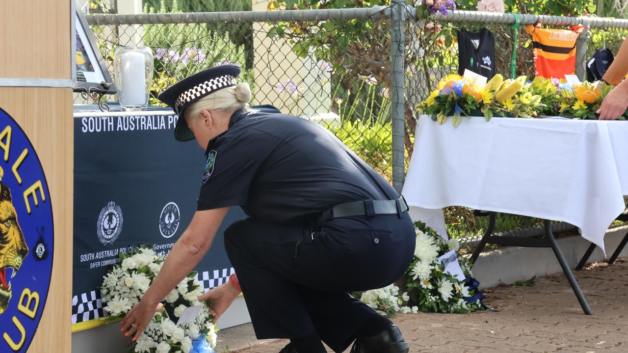 Acting Commissioner Linda Williams pays tribute to Brevet Sergeant Jason Doig. Picture: Riley Walter